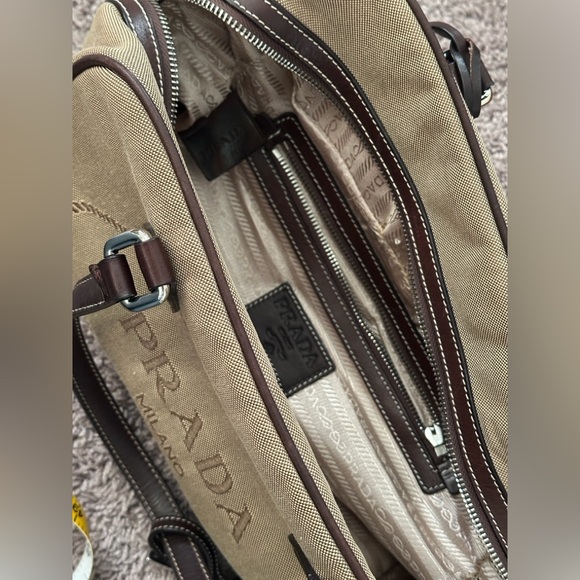 Authentic Prada Tan and Brown Shoulder Bag Vintage - Picture 2 of 14